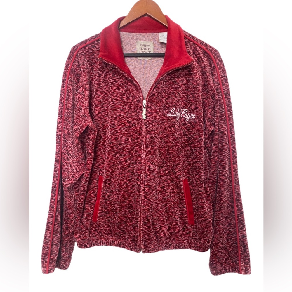 Vintage Lady Enyce Full Zip Fleece Jacket Women’s Size XL Y2K Red Pink Space Dye